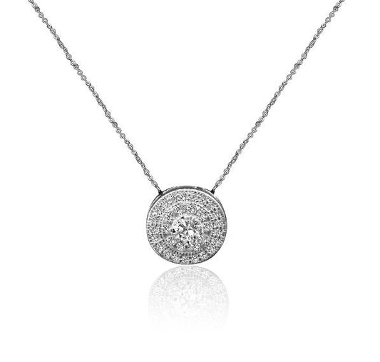 0.50 CT. Intensely Radiant Round Diamond Veneer Cubic Zirconia Sterling Silver Pendant. 635P3230