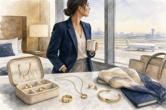 Editorial illustration for Best Travel Jewelry for Business Trips