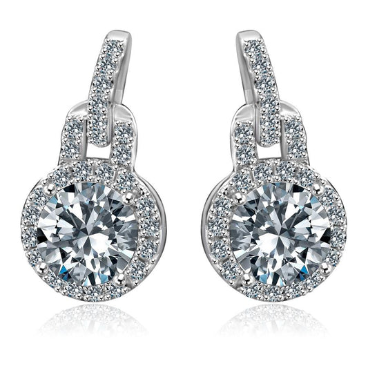 1.5 CT Diamond Veneer Cubic Zirconia  Round Sterling Silver Earrings