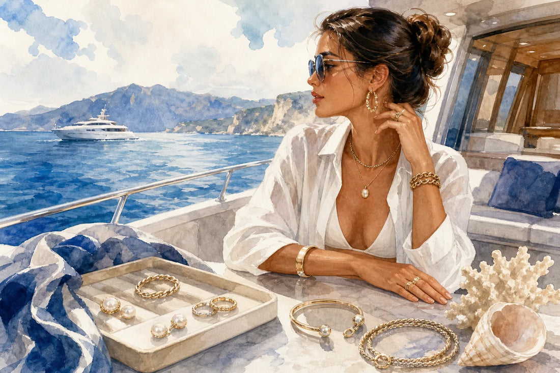 Editorial illustration for Best Luxury Travel Jewelry for Yacht Trips