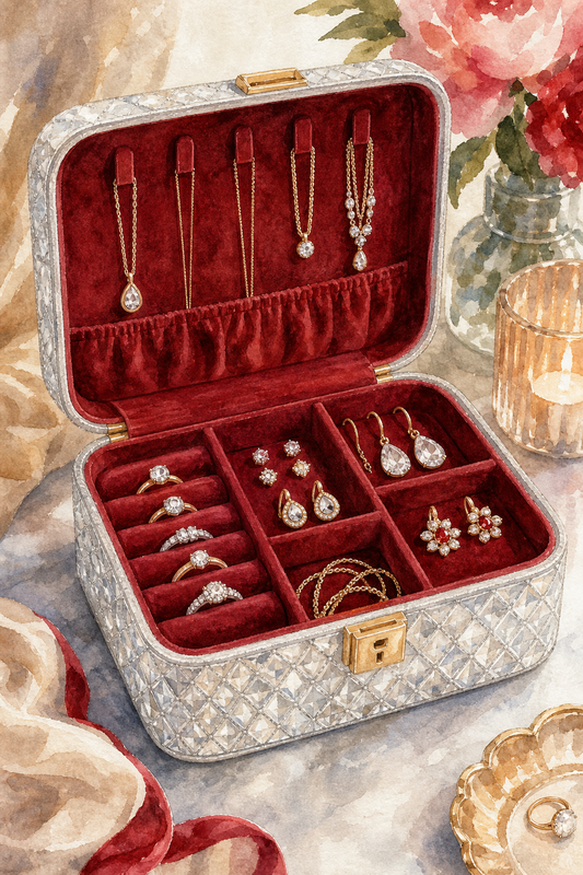 diamond veneer travel jewelry organizer with compartments
