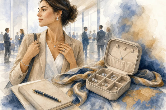 Editorial illustration for Best Diamond Veneer Travel Jewelry for Business Conferences