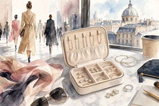 Editorial illustration for Best diamond veneer travel jewelry for fashion week