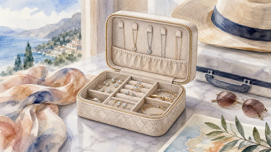 Editorial illustration for Diamond Veneer Travel Jewelry Organizer with Compartments: 10 Benefits