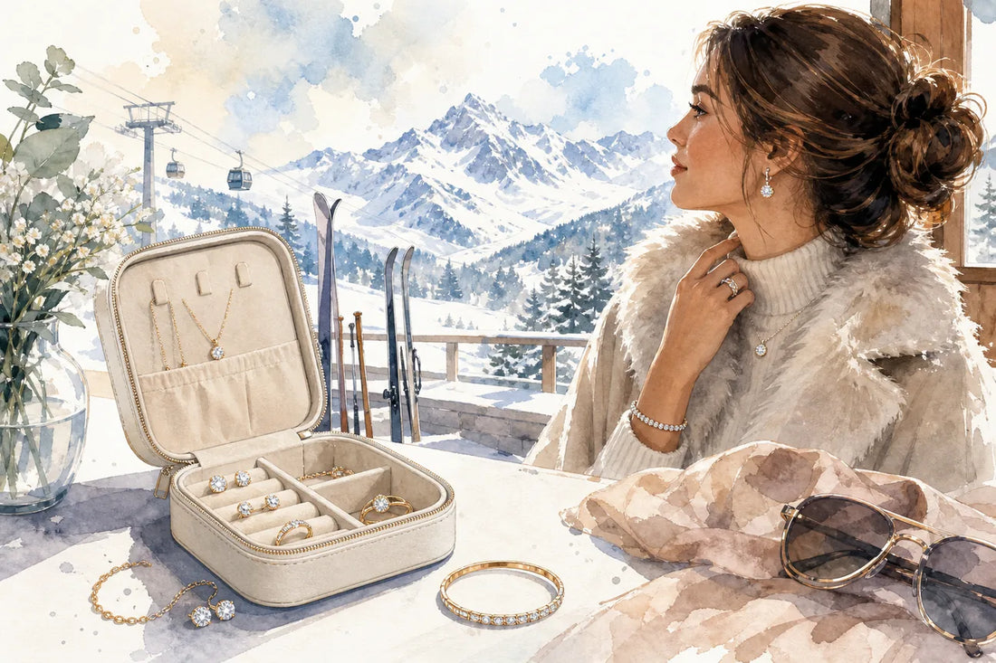 Editorial illustration for Best diamond veneer travel jewelry set for ski resort