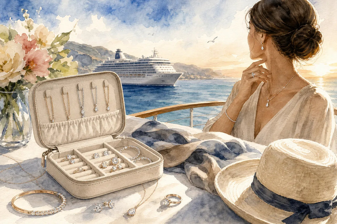 Editorial illustration for Best Diamond Veneer Travel Jewelry for Luxury Cruise