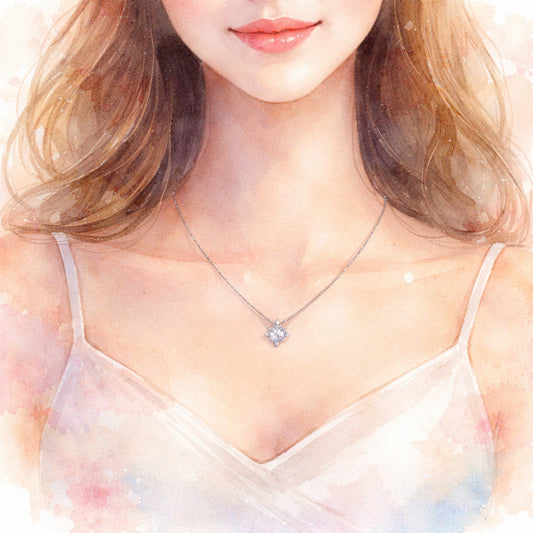 "diamond veneer necklace solitaire style watercolor".