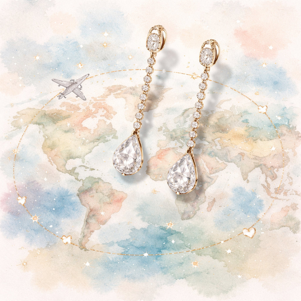 lightweight diamond veneer travel earrings traveling the globe
