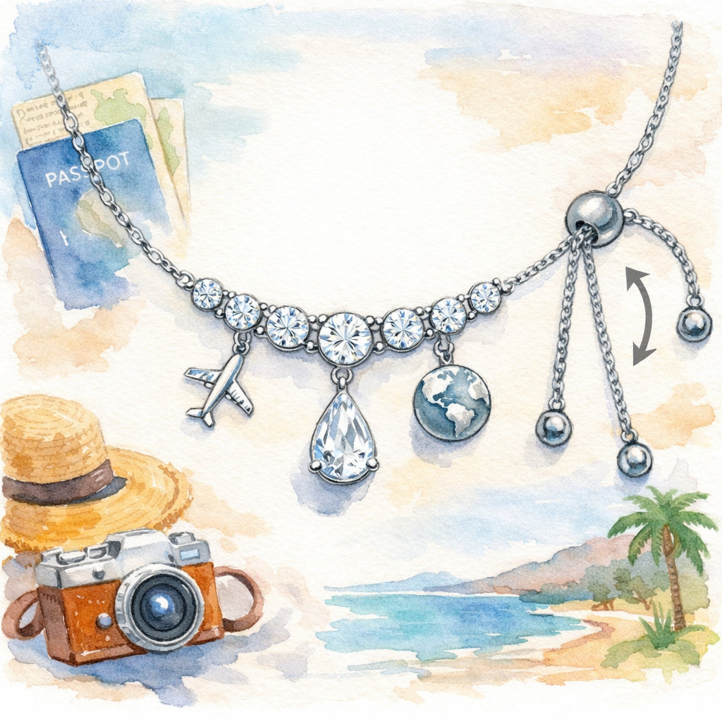 diamond veneer travel necklace adjustable chain