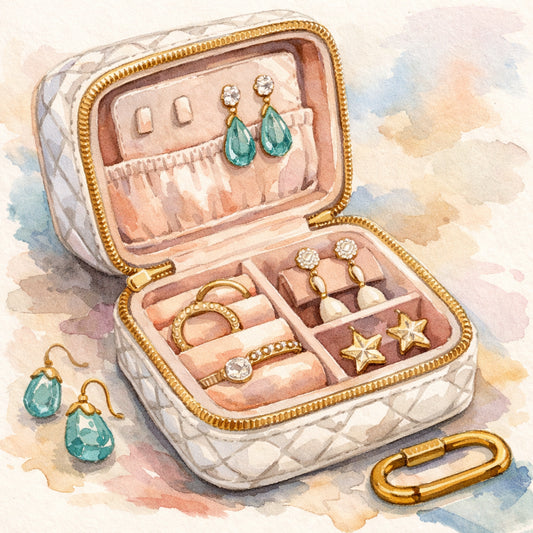 diamond veneer travel earring case with soft interior and travel features