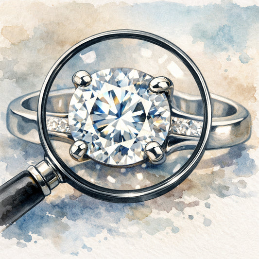 Close-up of a diamond veneer jewelry set ring showing sterling silver band and sparkling cubic zirconia stone.