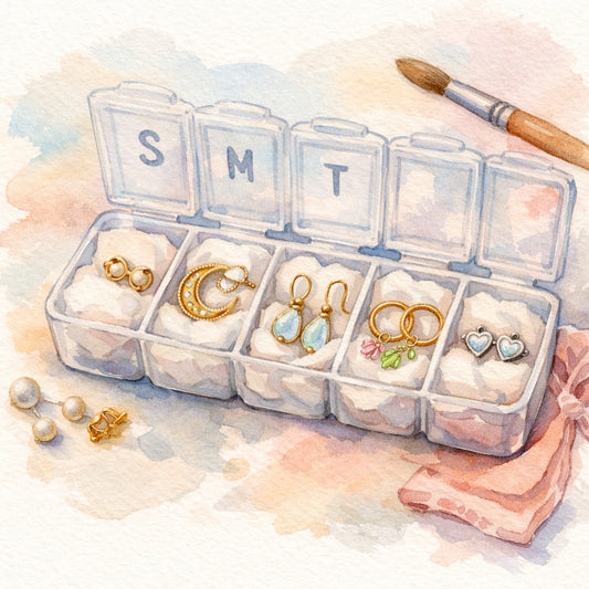 organizing earrings with pill case travel hack