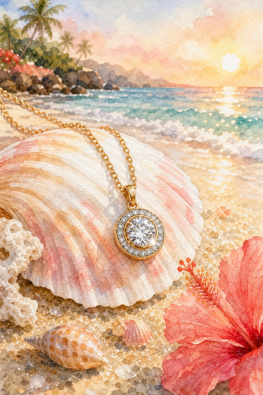 diamond veneer travel pendant lightweight beach jewelry
