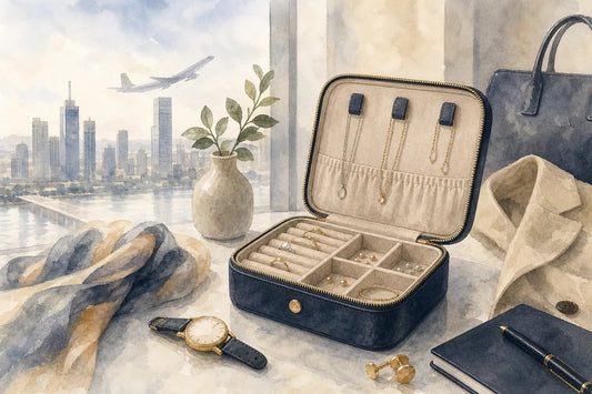 Editorial illustration for Best Luxury Travel Jewelry Case for Executives