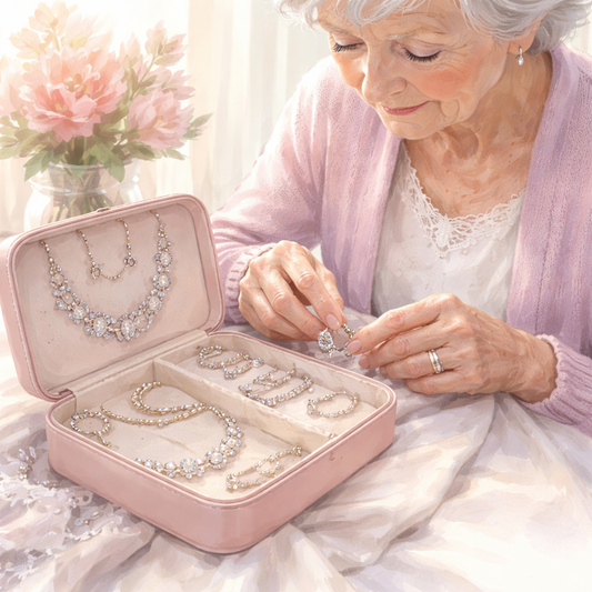diamond veneer travel jewelry set for seniors