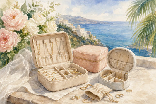 Editorial illustration for Best Travel Jewelry Cases for Destination Weddings