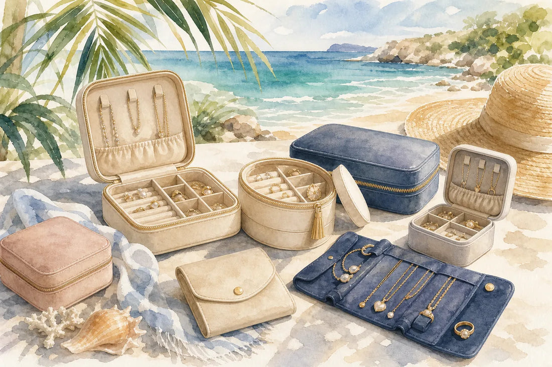 Editorial illustration for Top 10 Luxury Travel Jewelry Cases for Beach Vacations