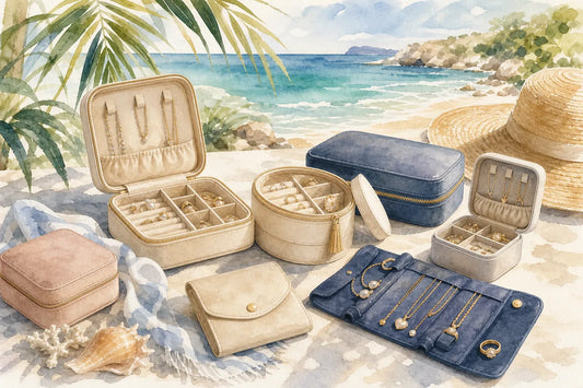 Editorial illustration for Top 10 Luxury Travel Jewelry Cases for Beach Vacations