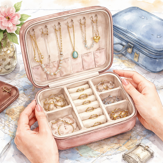 diamond veneer waterproof travel jewelry case interior organization