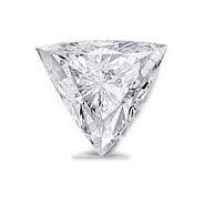 The Triangle shape Diamond Veneer Cubic Zirconia Loose Stone by DiamondVeneer Fashion features a sparkling, clear simulated diamond with intricate facets, beautifully displayed against a plain white background.