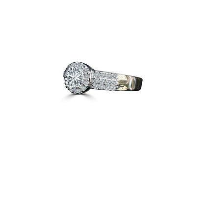 1CT round cubic zirconia halo ring - side angle