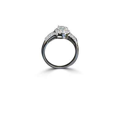 1CT round cubic zirconia halo ring - on hand