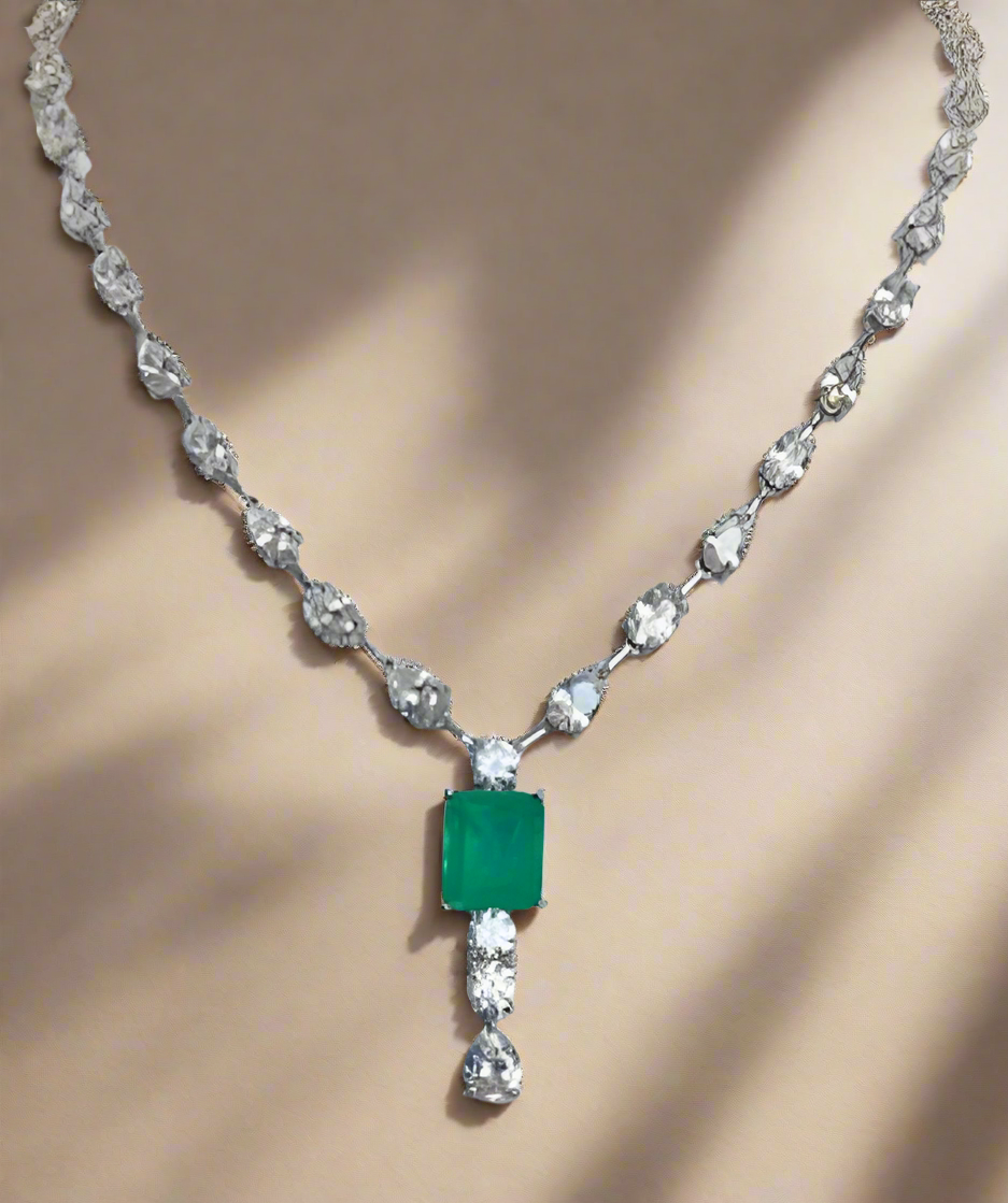 12 CT radiant-cut cubic zirconia statement necklace pendant, canary yellow stone, 830N095