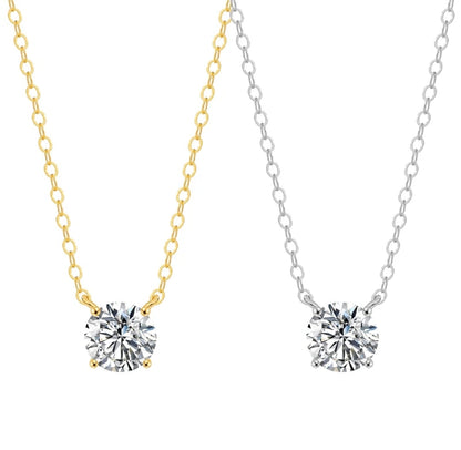 1 CT round cubic zirconia solitaire pendant in 14K gold, white and yellow gold front view, 635P100MK