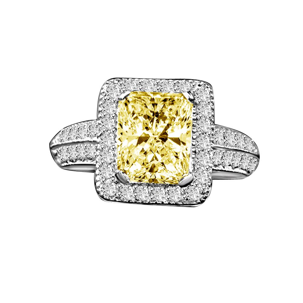 2CT emerald-cut cubic zirconia halo ring, vintage style - front view