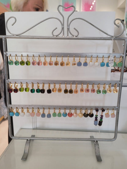 Zirconite Cabochon Hoop Huggies Earrings. 827E100G
