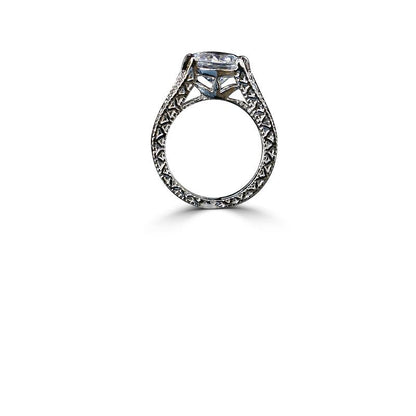 3CT round cubic zirconia tension-style ring - side angle