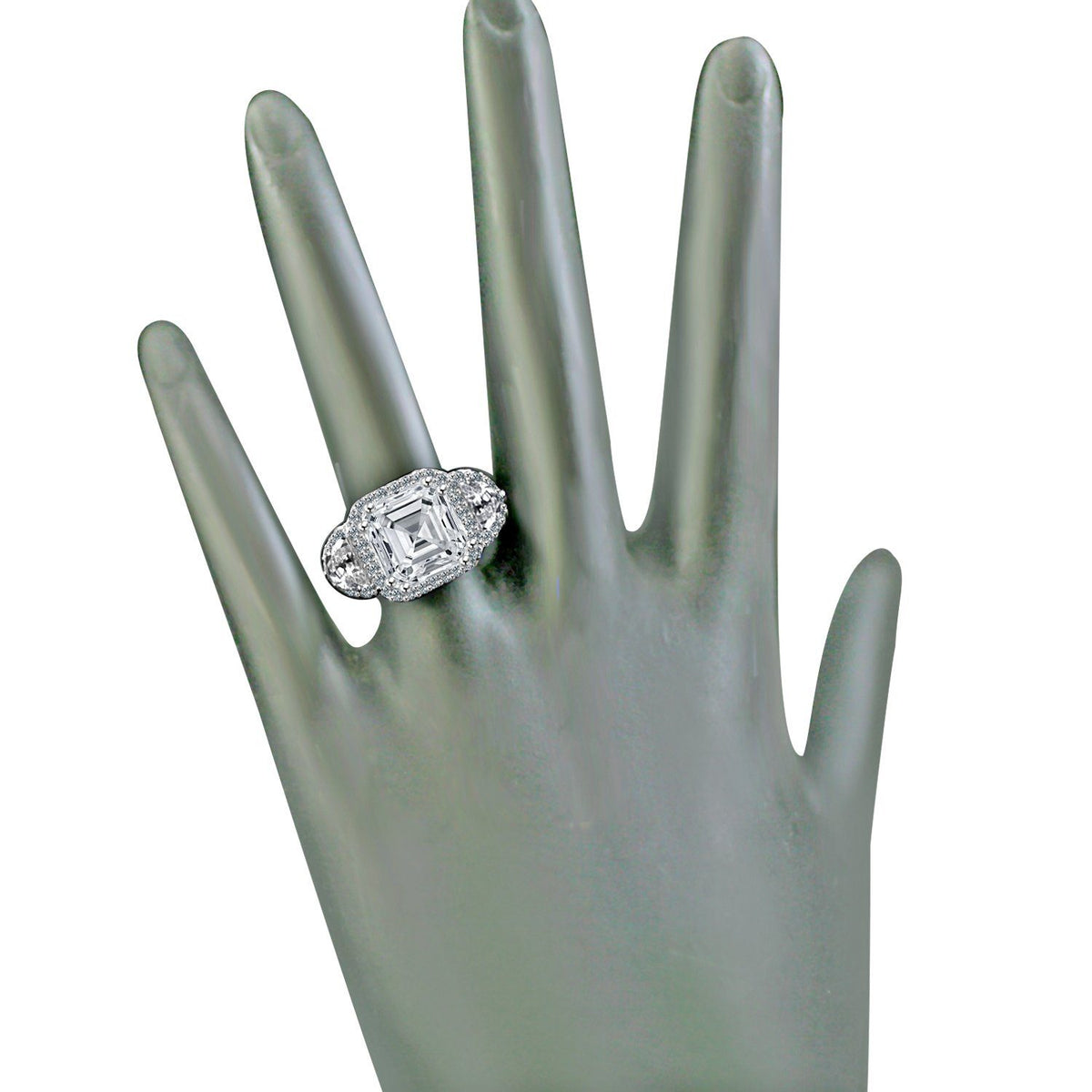 3.5CT asscher-cut vintage cubic zirconia ring - close-up sparkle
