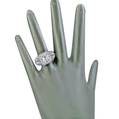 3.5CT asscher-cut vintage cubic zirconia ring - close-up sparkle