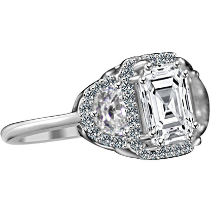 3.5CT asscher-cut vintage cubic zirconia ring - side angle