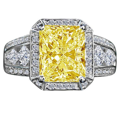 3.5CT radiant-cut vintage cubic zirconia ring - canary color variant