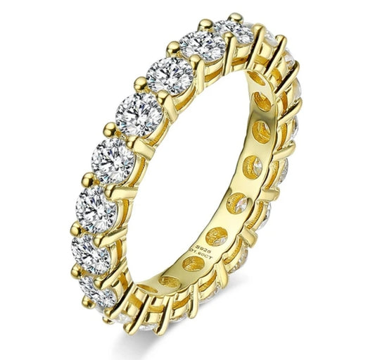 4 CT TW round cubic zirconia eternity band ring in 14K gold, yellow gold, 635R102K