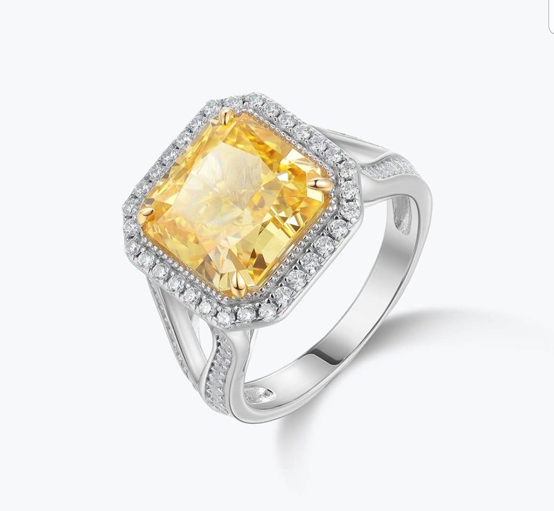 5 CT square cubic zirconia engagement ring in sterling silver, alternate view, 800R066A