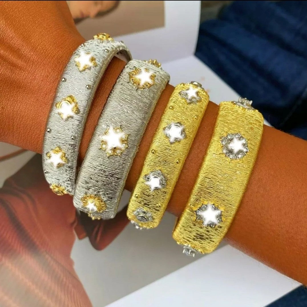 Italy-Style Satin Finish Open Cubic Zirconia Bangle Zirconite 861B101