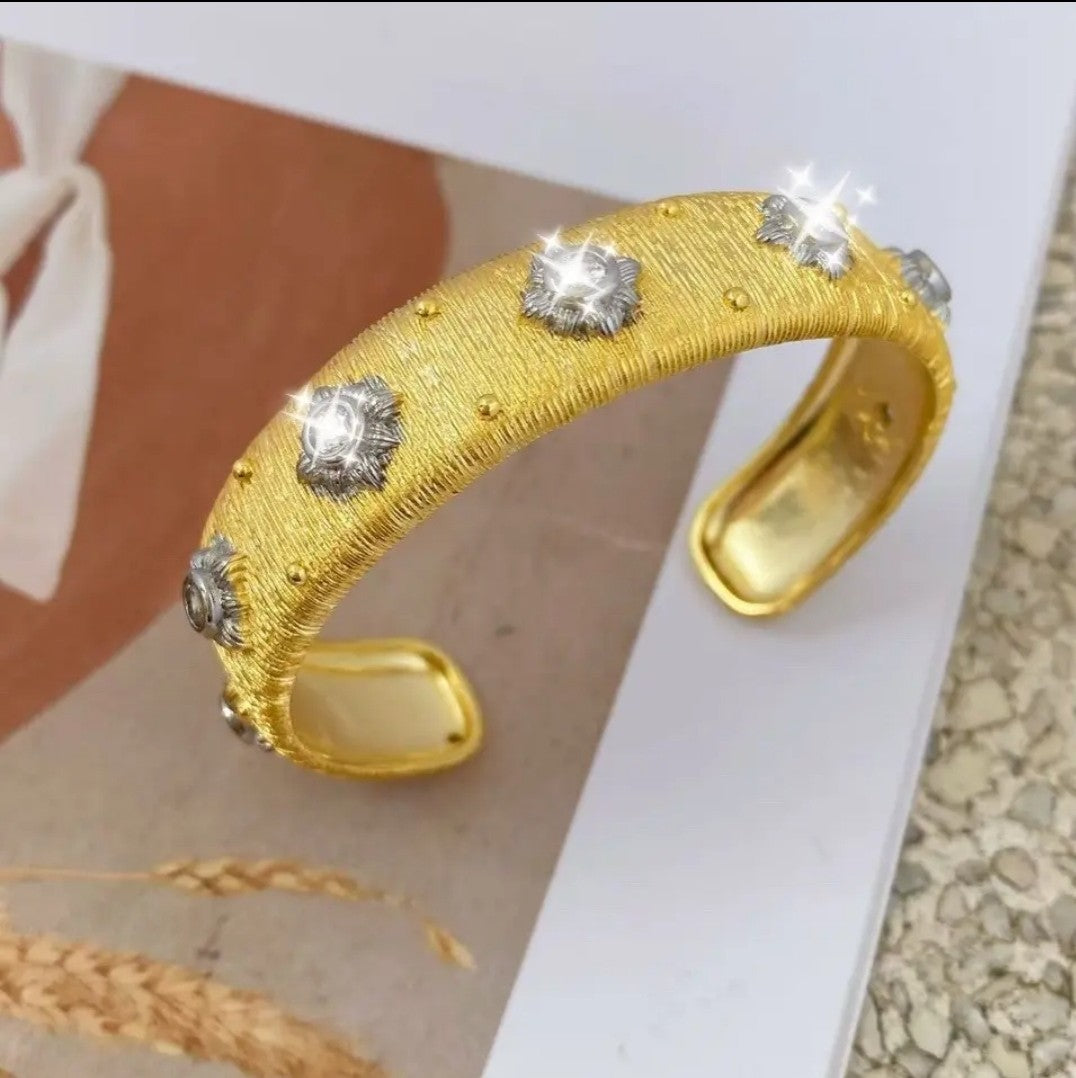 Italy-Style Satin Finish Open Cubic Zirconia Bangle Zirconite 861B101