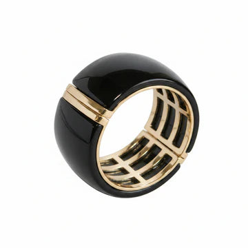 Bold Resin Hinged Magnetic Gold Cuff Bangle Bracelet – 624B0761
