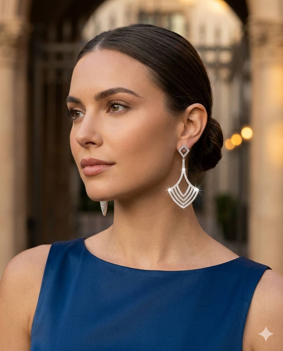 Chandeliers Drop Cubic Zirconia Earrings - Zirconite 698E3256
