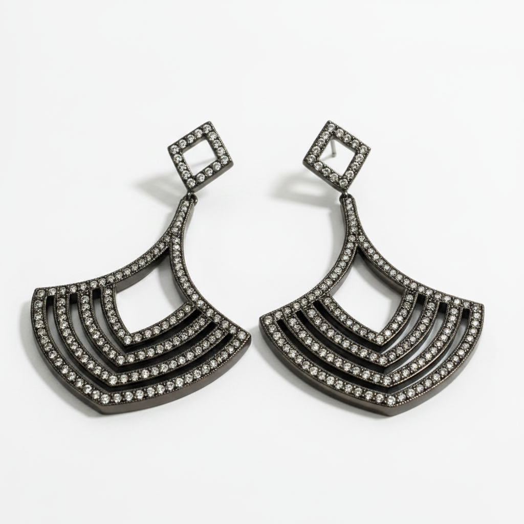 Chandeliers Drop Cubic Zirconia  black rhodium Earrings - Zirconite 698E3256