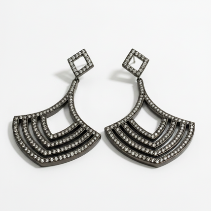 Chandeliers Drop Cubic Zirconia  black rhodium Earrings - Zirconite 698E3256