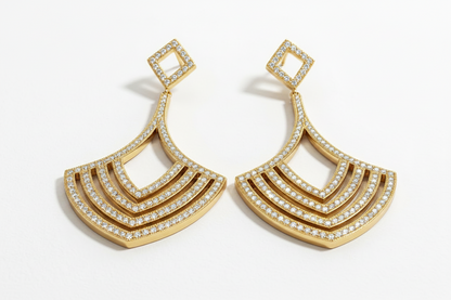 Chandeliers Drop Cubic Zirconia gold Earrings - Zirconite 698E3256