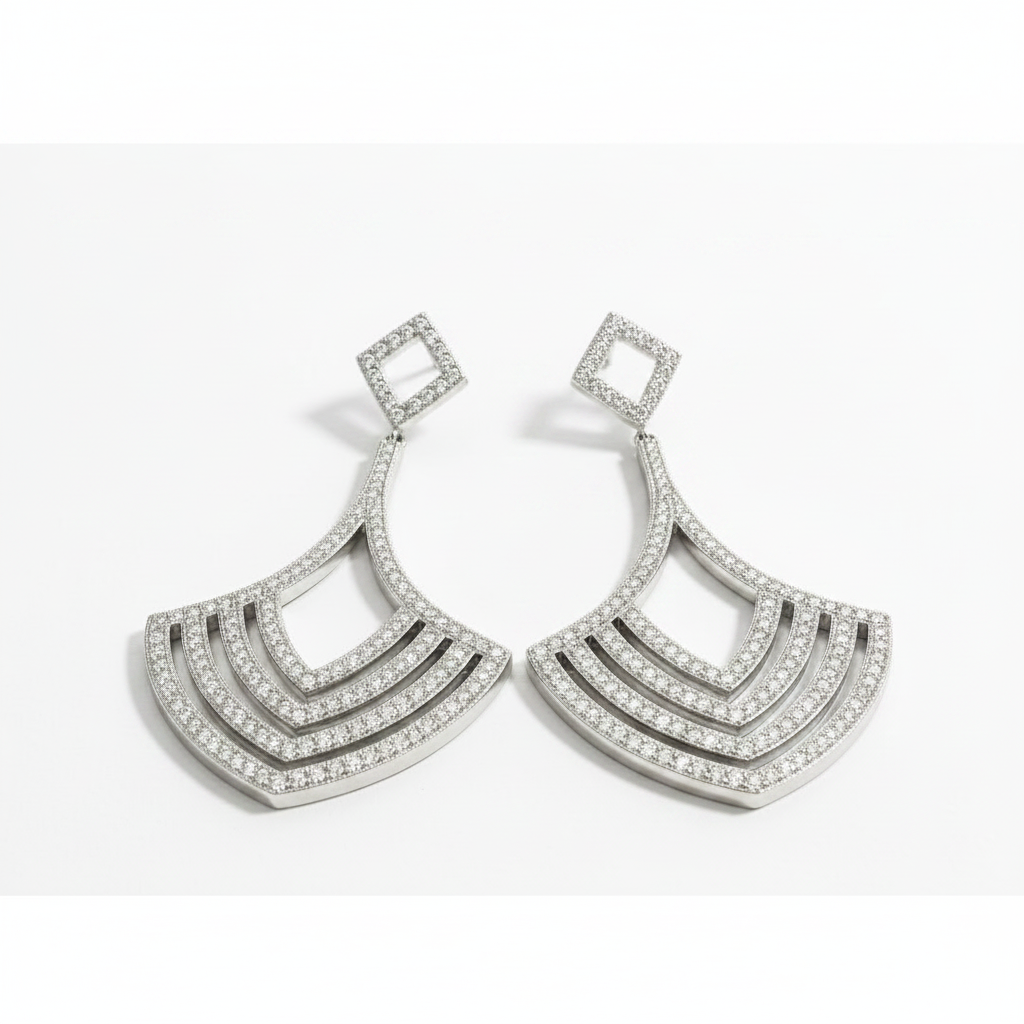 Chandeliers Drop Cubic Zirconia rhodium Earrings - Zirconite 698E3256