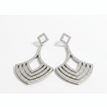 Chandeliers Drop Cubic Zirconia rhodium Earrings - Zirconite 698E3256