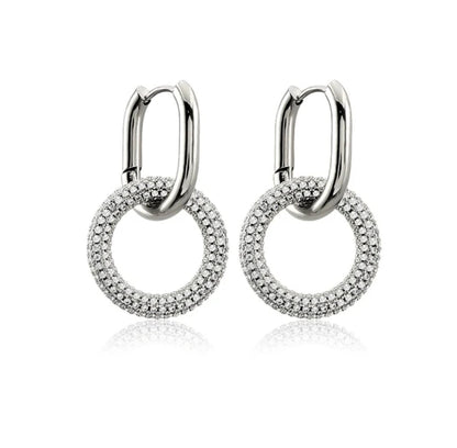 Stainless Steel Door knocker Earrings. Zirconite 856E101