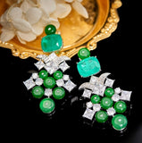 Couture  Colombian Emerald chandelier earrings