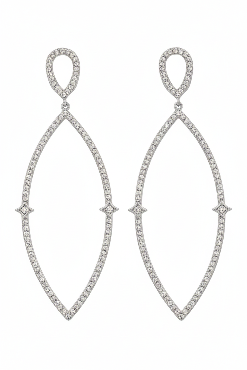Crystal Cascade Cubic Zirconia Chandelier chandeliers Earrings in Rhodium plating - Zirconite 698E11