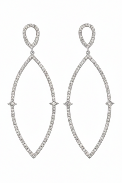 Crystal Cascade Cubic Zirconia Chandelier chandeliers Earrings in Rhodium plating - Zirconite 698E11